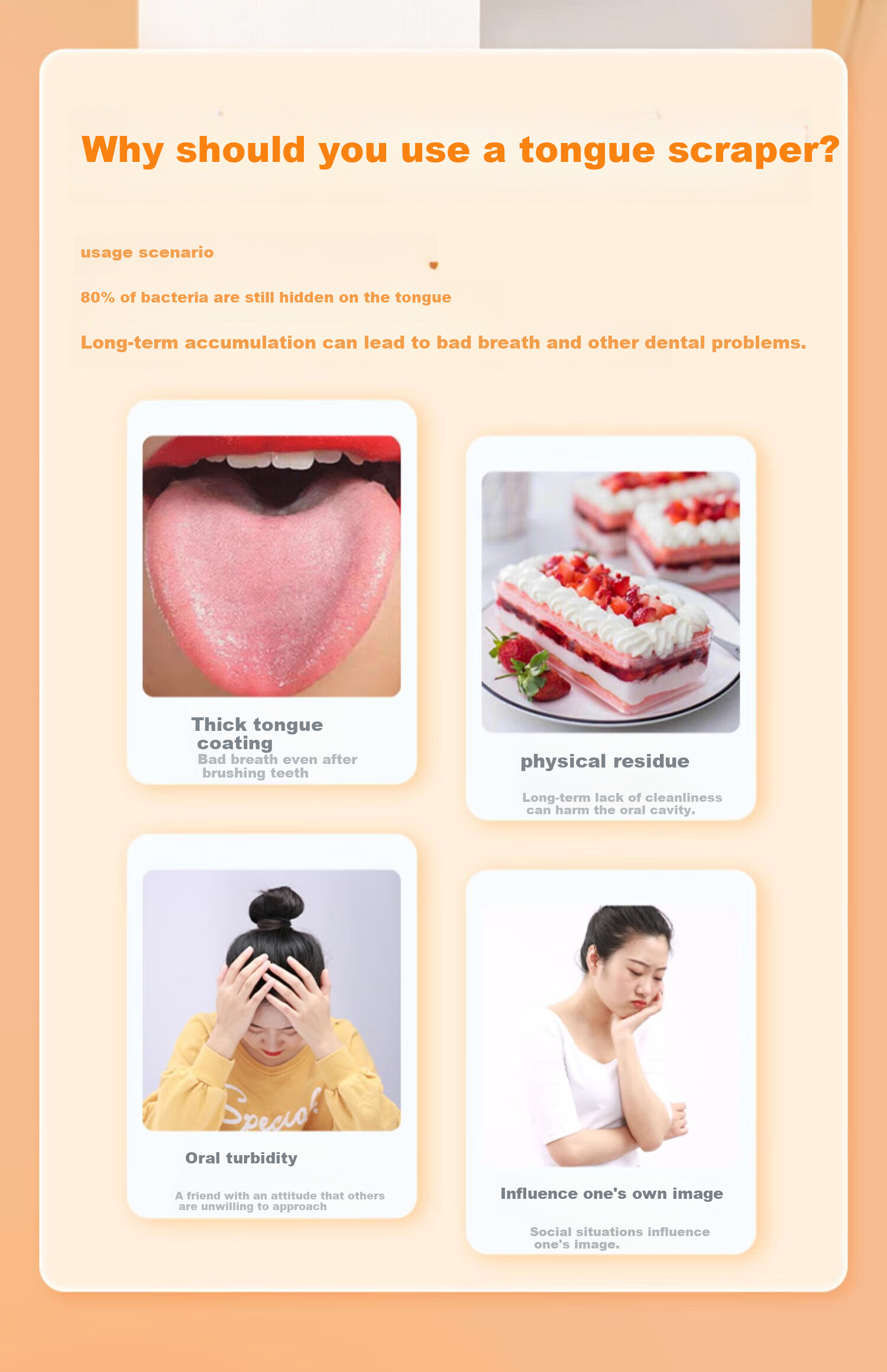Kefu Tongue Scraper, Tongue Cleaner, Oral Hygiene Tool, Deep Cleaning, 3-Pack Set, Household Use 3