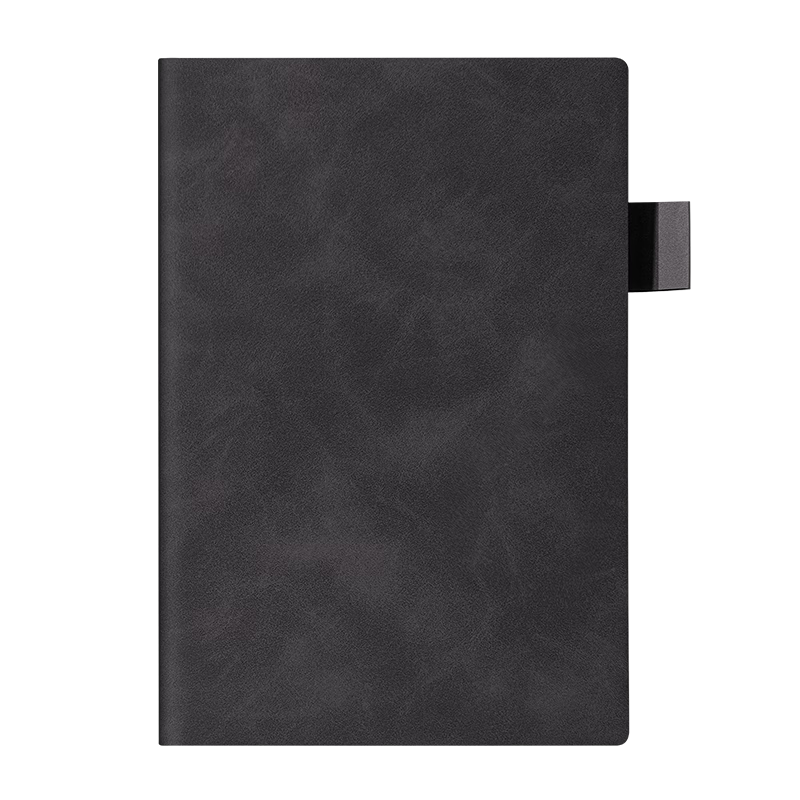 Deli A5/64 Sheets with Pen Holder, Leather Cover Notebook, Stylish Sheepskin Journal, Office Notepad, Meeting Record Book BP109 Black