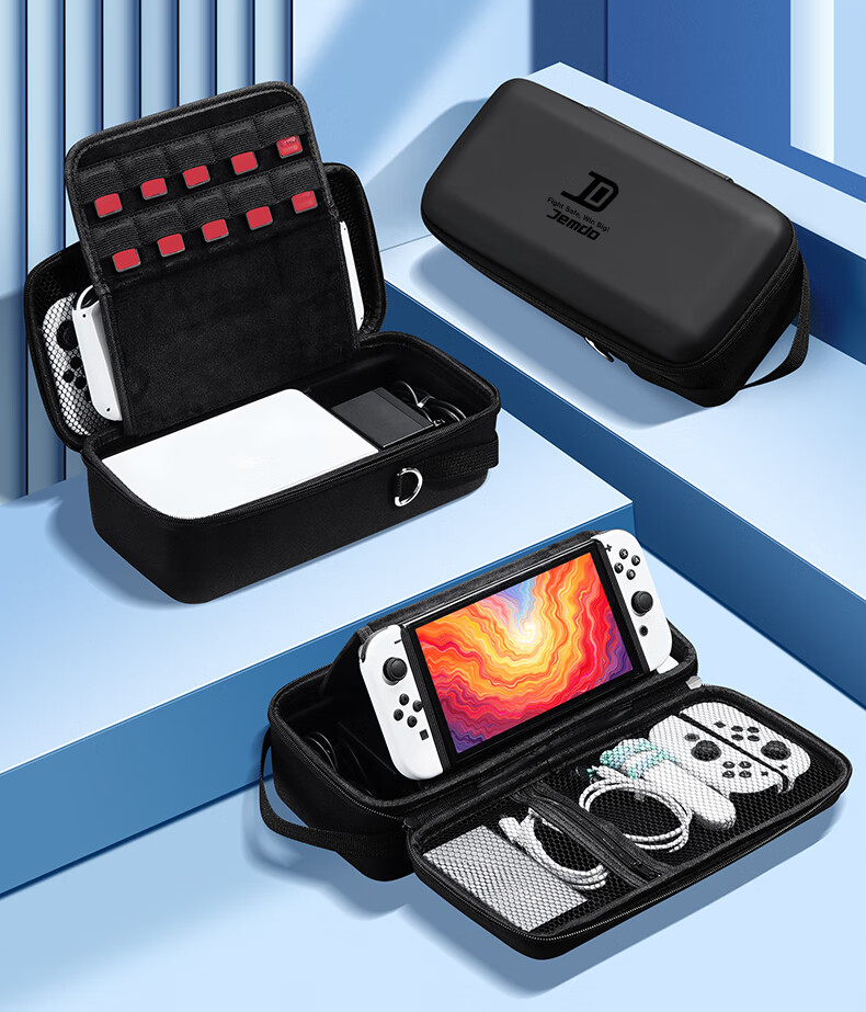 Jemdo Switch Storage Case Protective Cover, OLED Storage Box, Tempered Glass Film, Joy-Con Controller Grip, Complete Accessories Set for NS/Lite, Card Holder, Shockproof Hard Case 2