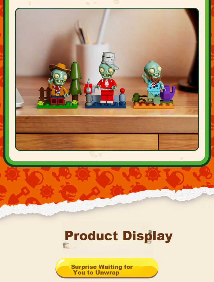 PLANTS VS ZOMBIES Plant Vs Zombies Boys' Toy Complete Set, Zombie Blind Box Figurine, Assembly Building Blocks, Surprise Box, First Wave 4