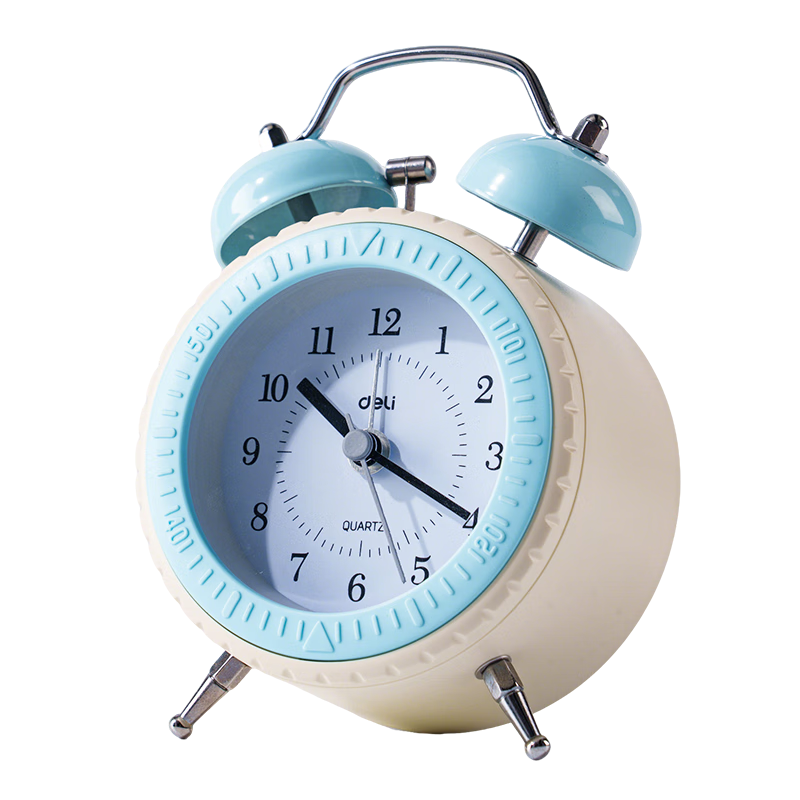 Deli Deli Mini Alarm Clock, Home Bedroom Bedside Clock, Children's Student-Specific Wake-Up Device, Back-To Essential, Blue LE307, School Gift