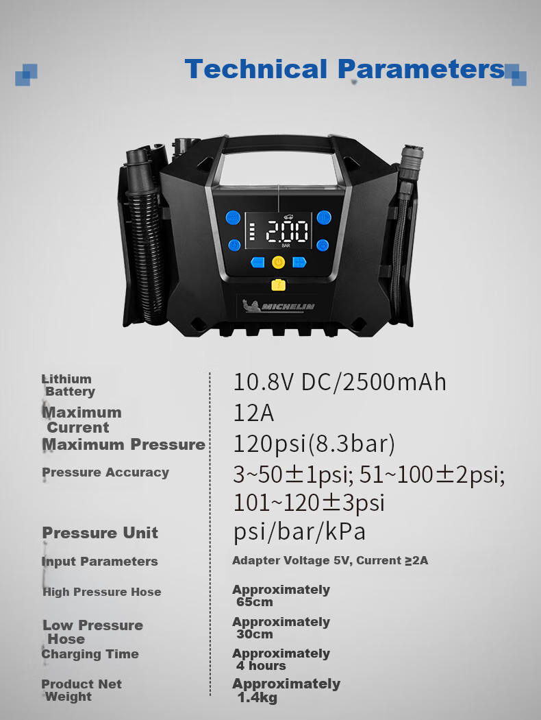 MICHELIN Car Air Pump, Wireless Lithium Battery Inflator, Air Compressor for Electric Vehicles And Cars, Suitable for Li Auto I9 13