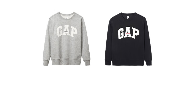 GAP Unisex 2025 Autumn New Letter Logo Fleece Crewneck Sweatshirt Slim Fit US Version 852079 3