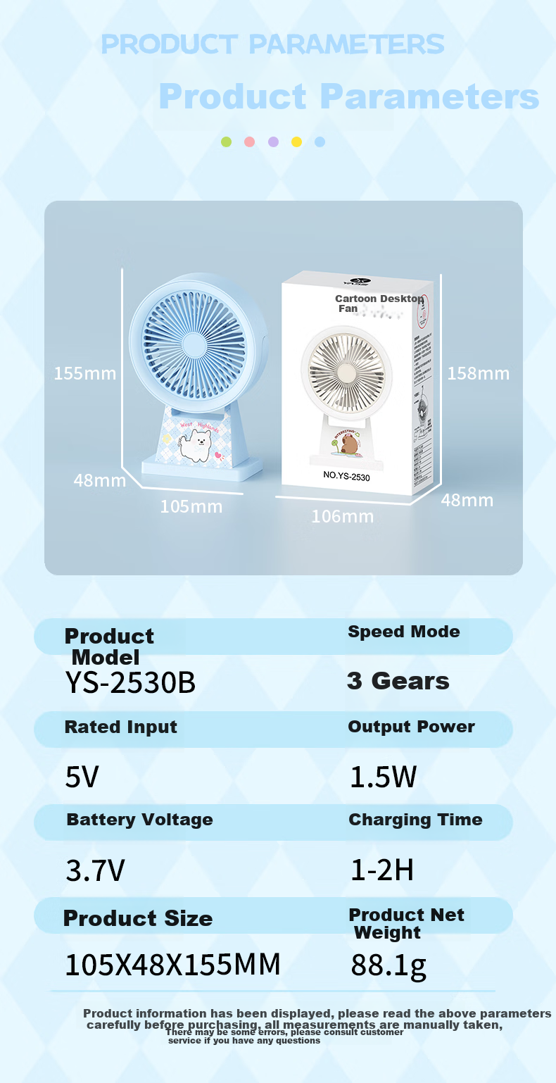 Ouliwen Mini Fan for Desk And Bed, USB Rechargeable, Low Noise, Three Speeds, Portable, Powerful Airflow, for Office And Dormitory Use, Green Color 11