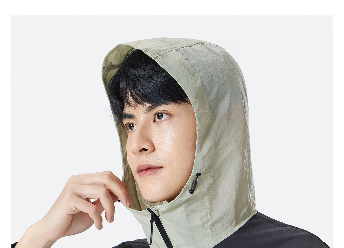 Qie Luotuo Co-Branded Photosensitive Sun Protection Clothing, Ice-Cool Breathable High SPF Garment M34BW01614, Sand Green/phantom Black, Size L 18