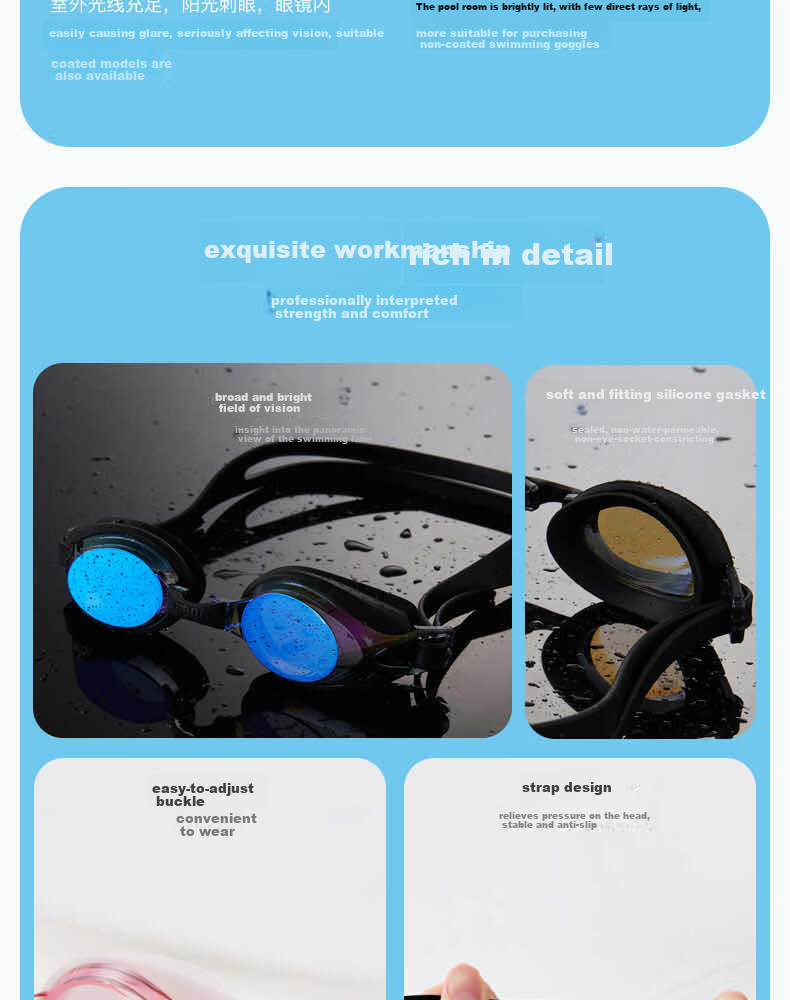 Arena Anti-Fog Pioneer Children's Swimming Goggles, Coated High-Definition Waterproof Sun Protection, Non-Binding Youth Professional Training Swim Goggles 5