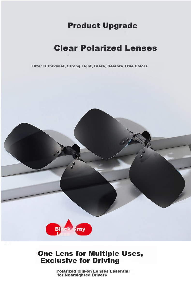 Baixiaoshe GM Style Sunglasses Clip-Ons, 1 Pair [Foldable], for Driving And Day/Night Use, Unisex 11