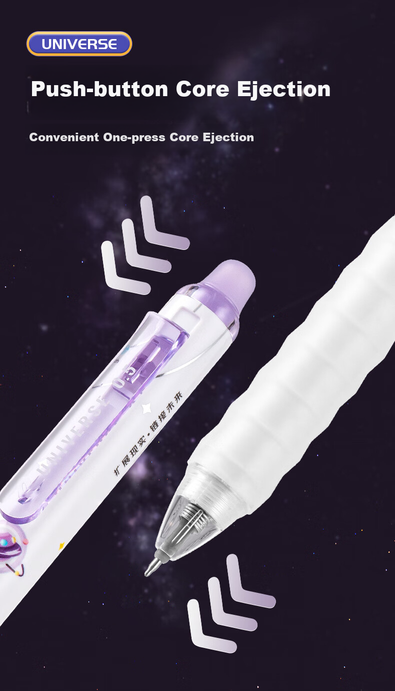 AIHAO [Exam Reward, Graduation Gift] Universe All Things Retractable Erasable Pen ST Tip 0.5mm Elementary School Third Grade Hot Erasable Gel Pen Crystal Blue 5 Pieces GP2715 10