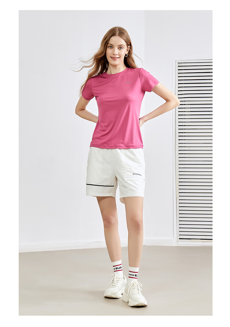 ELLE ACTIVE Quick-Dry Women's T-Shirt Short Sleeve Summer Sportswear Casual Comfortable Running Moisture-Wicking Outdoor Shirt Rose Red L 12