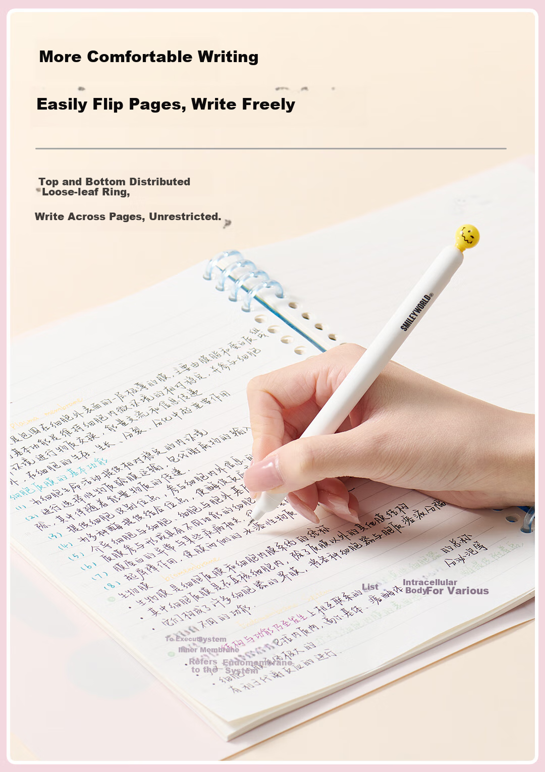 KACO SMILEYWORLD B5 Comfortable Loose-Leaf Notebook (Light Beige) 5