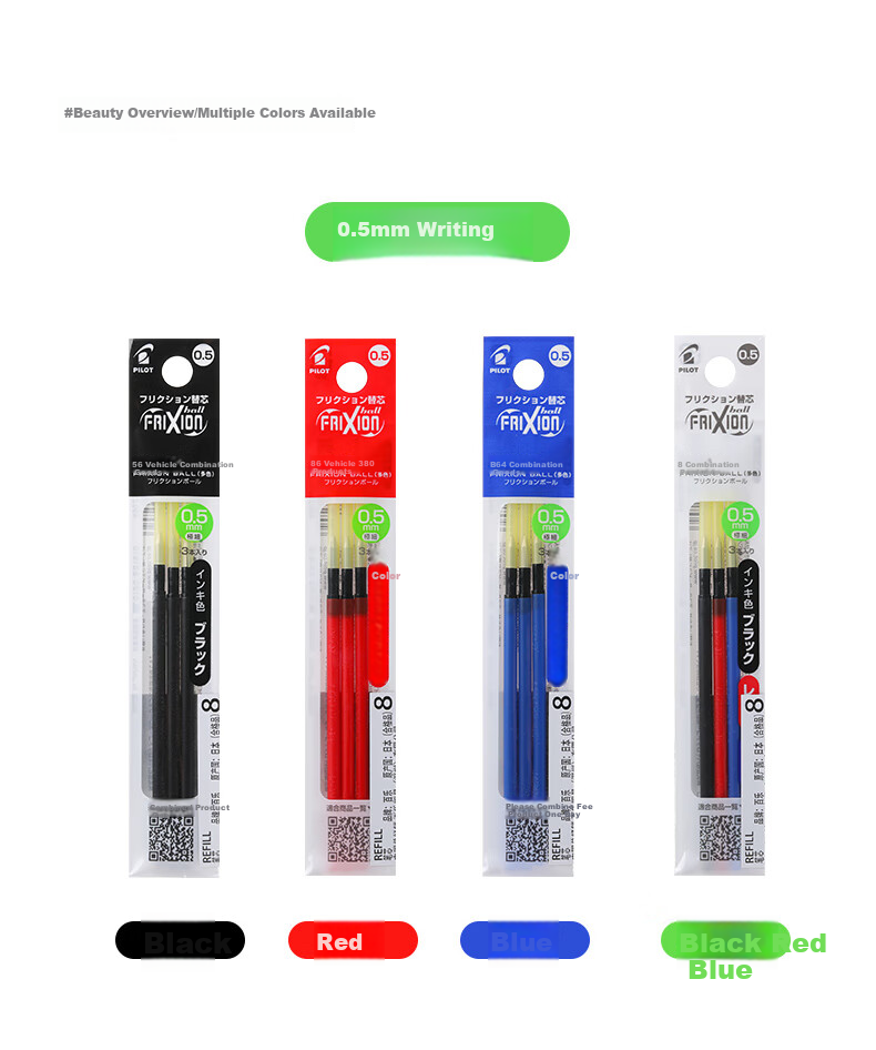 PILOT Erasable Multifunctional Pen Refill Bullet Tip Erasable Pen Signature Pen Ink Pen Refill Student Stationery Office Supplies LFBTRF30EF3L 0.5mm Blue 3-Pack 13