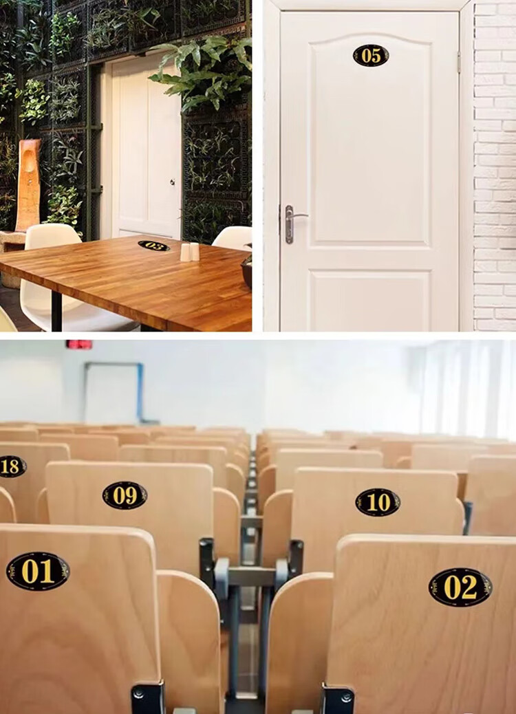 Yiju Changning Acrylic Number Stickers Table Number Box Door Sign Storage Cabinet Label Black with Pattern 8*5cm 1