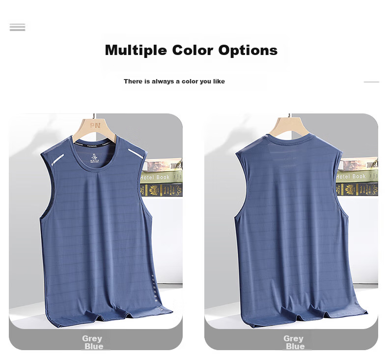 MiiOW Ice Silk Sports Tank Top for Men, Summer Quick-Dry Mesh Breathable Sleeveless T-Shirt Fitness Wear, Father's Day Gift 14