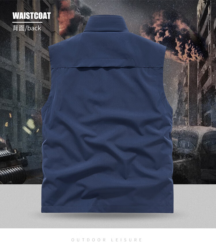 JEEP SPIRIT Men's Outdoor Casual Quick-Dry Vest Breathable Simple Stand Collar Photography Jacket Black XL 1