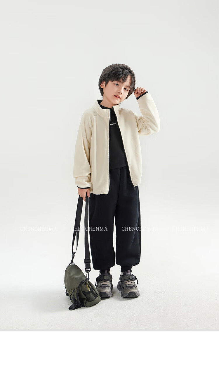 Chenchenma [Popcorn] Girls' Casual Pants, New Winter Style with Fleece Lining, Thickened All-In Warm Children's Joggers, 6837D 18
