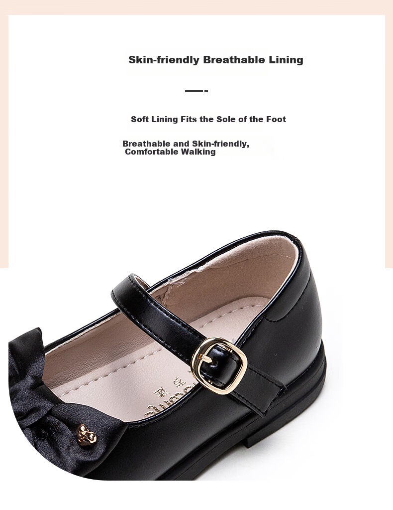 Follow Me Girls' Leather Shoes, Black Soft-Soled Princess Shoes, Children's Fashionable School Hostage Performance Flats, Patent Black, Size 31 8