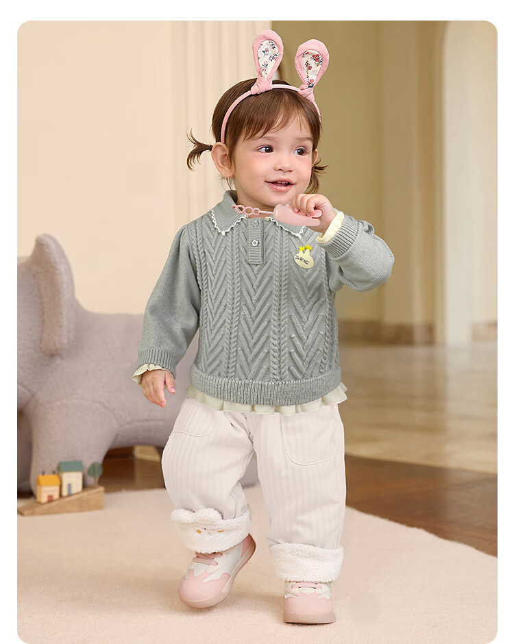 Balabala BalaOne Girls' Sweater Children's 2025 Winter Knitwear Baby Knit Sweater Sweet 208425103001 2