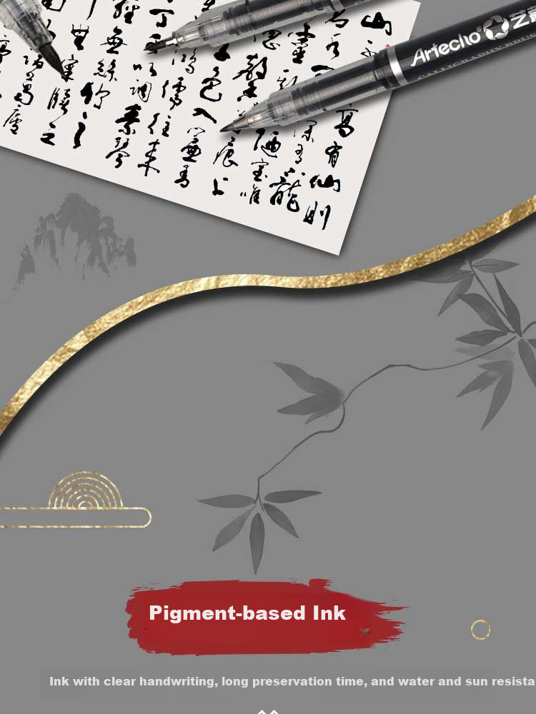 [Lowest Price Online] Mont Marte Yikou Series Calligraphy Brush Pen, Medium Regular Script Calligraphy Brush Pen, Soft Brush Calligraphy Pen, Drawing Signature Pen, Large And Medium Regular Script Fountain Pen-Style Brush Pen, Three Medium Regular Script Brushes SX-ATOD Art Sketching 3
