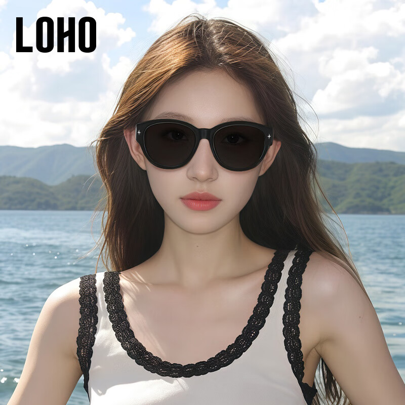 Солнцезащитные очки LOHO Cat Eye, поляризованные, с защитой от УФ, для мужчин и женщин, унисекс, TR-90, черный