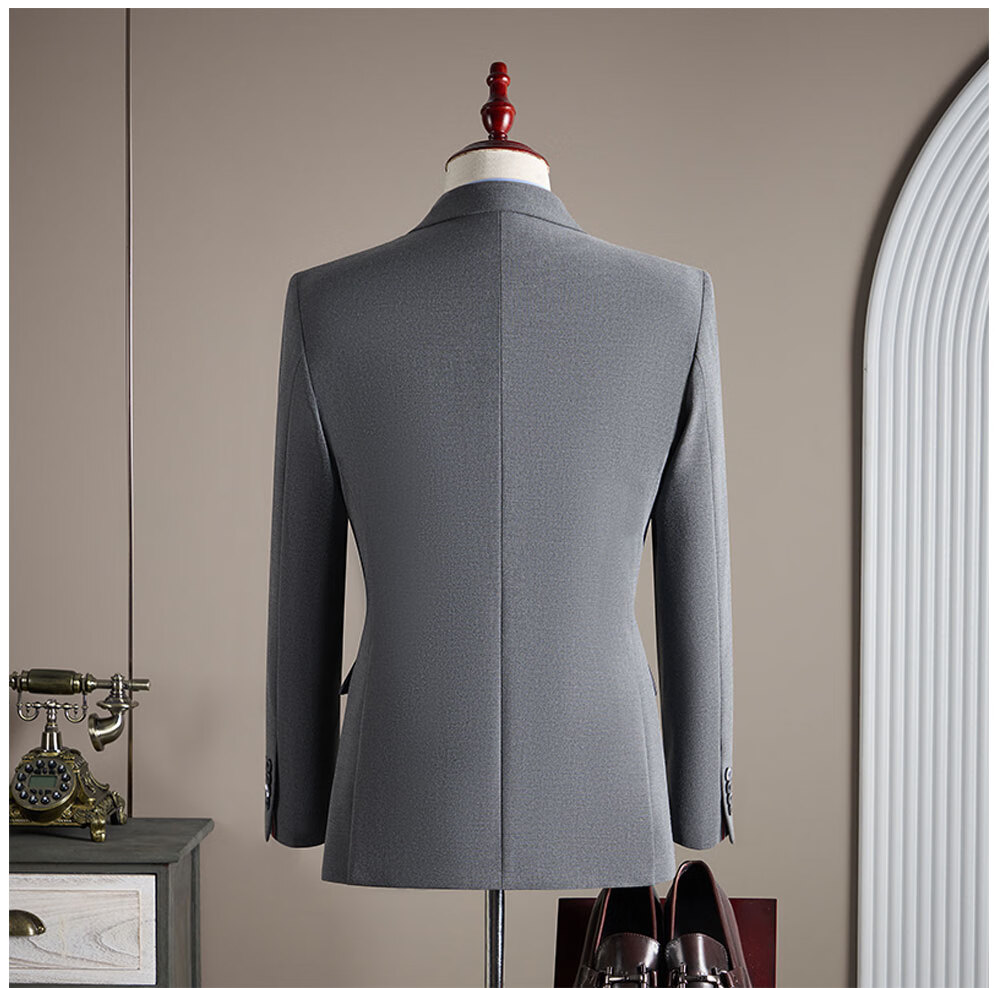 ROMON Men's Business Suit Set Blazer + Vest + Trousers Dark Blue M 11