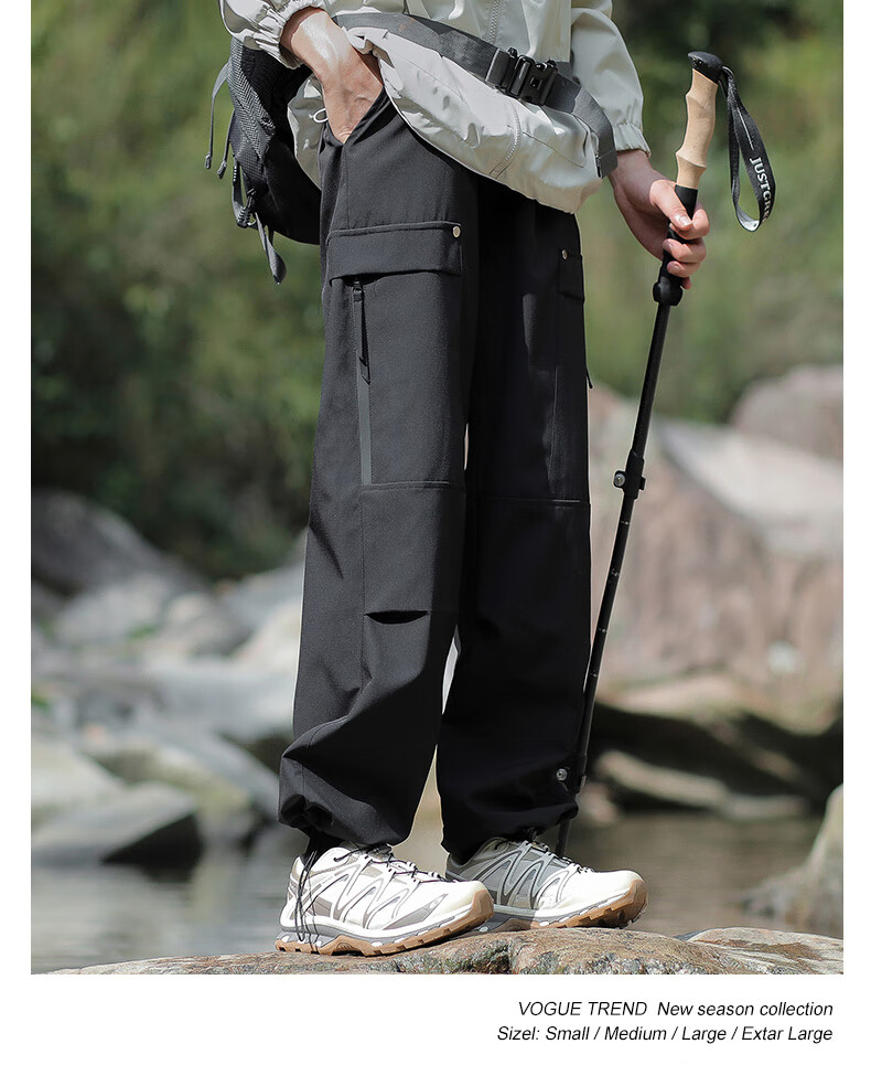 JEEP SPIRIT Men's Tactical Pants, Spring And Autumn Outdoor Water-Repellent Cargo Pants, Loose-Fitting Sports Casual Trousers for Men, Black XL 7
