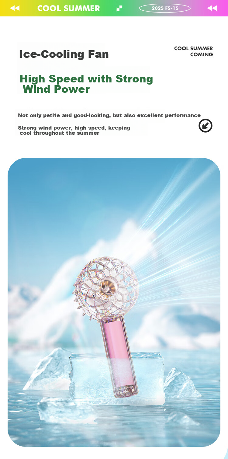Newmine Handheld Mini Fan, Portable Mini Fan with 13-Hour Long Battery Life, Quiet Operation, Colorful Light, Desktop Cooling Fan, Dazzling Blue And Cya 9
