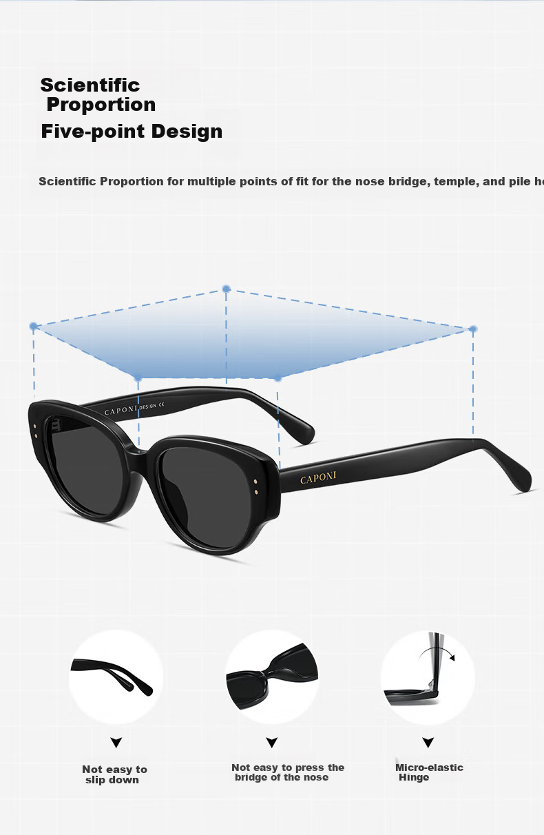 CAPONI Cat Eye Sunglasses for Women, Polarized Sunglasses, Father's Gift for Boyfriend, Girlfriend Or Wife, Practical Eyewear Gift Box Set 15