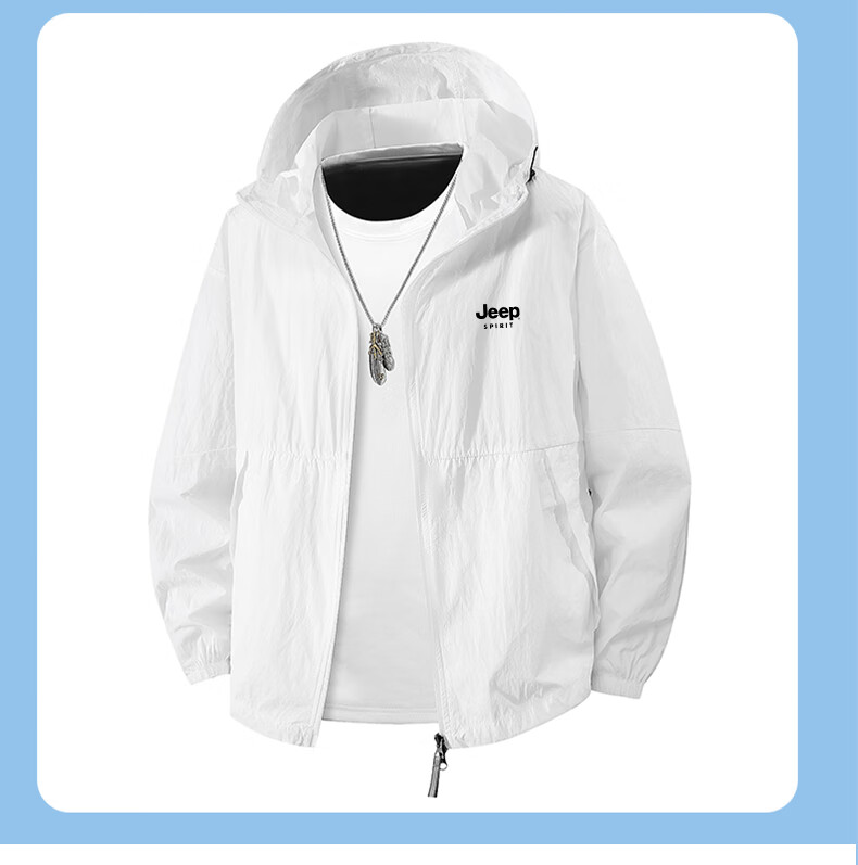 JEEP Men's Summer Ultra-Thin Cooling Ice Silk Sun Protection Jacket Breathable Loose Fit Black S 11