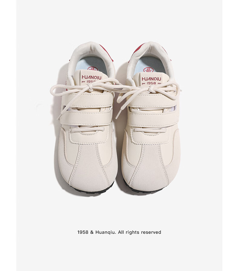 Global Magic Velcro Board Shoes Puffy White Shoes New Ins Ugly Cute Women's German Training Shoes KMXFX8093 Beige Size 35 27