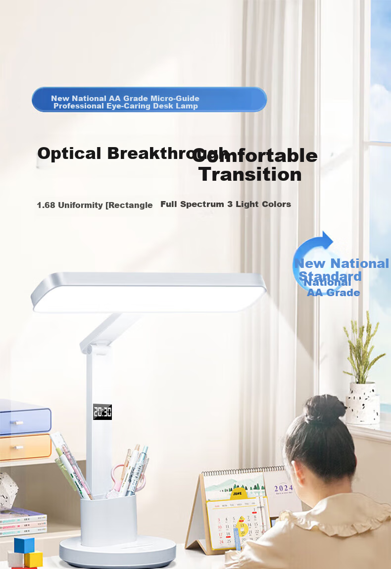 Jingqian Desk Lamp with Eye Protection, Full Spectrum Reading Light for Children And Students, Rechargeable Lamp for Study And Writing, Suitable for Dormitory And Desk Use 2