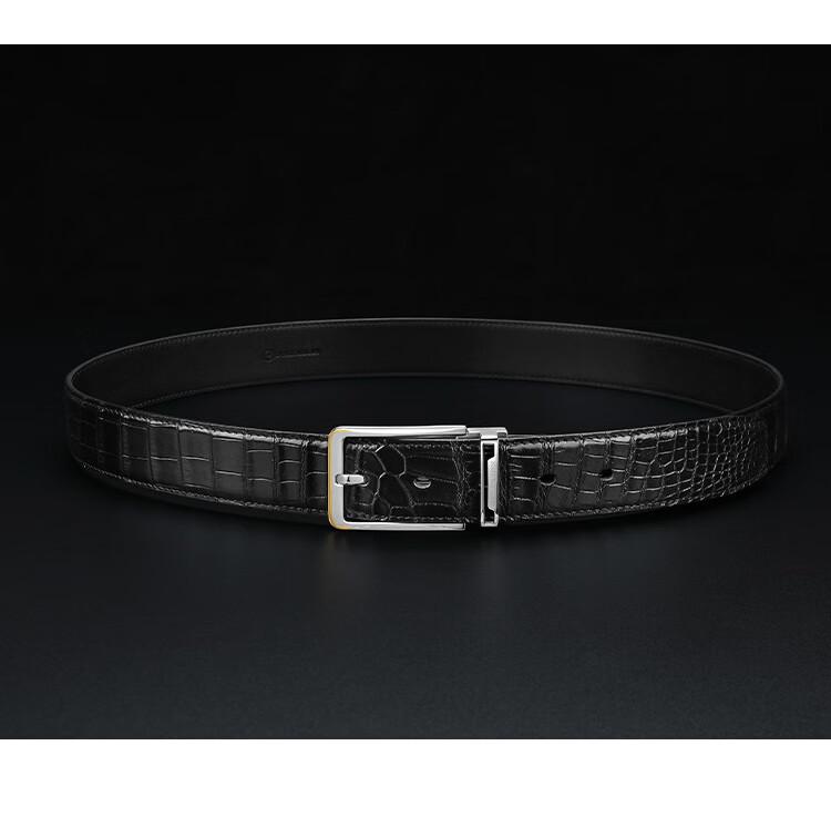 Goldlion Men's Belt, Stainless Steel Pin Buckle, High-End Wooden Gift Box, Alligator Leather Trouser Belt, Birthday Gift 2