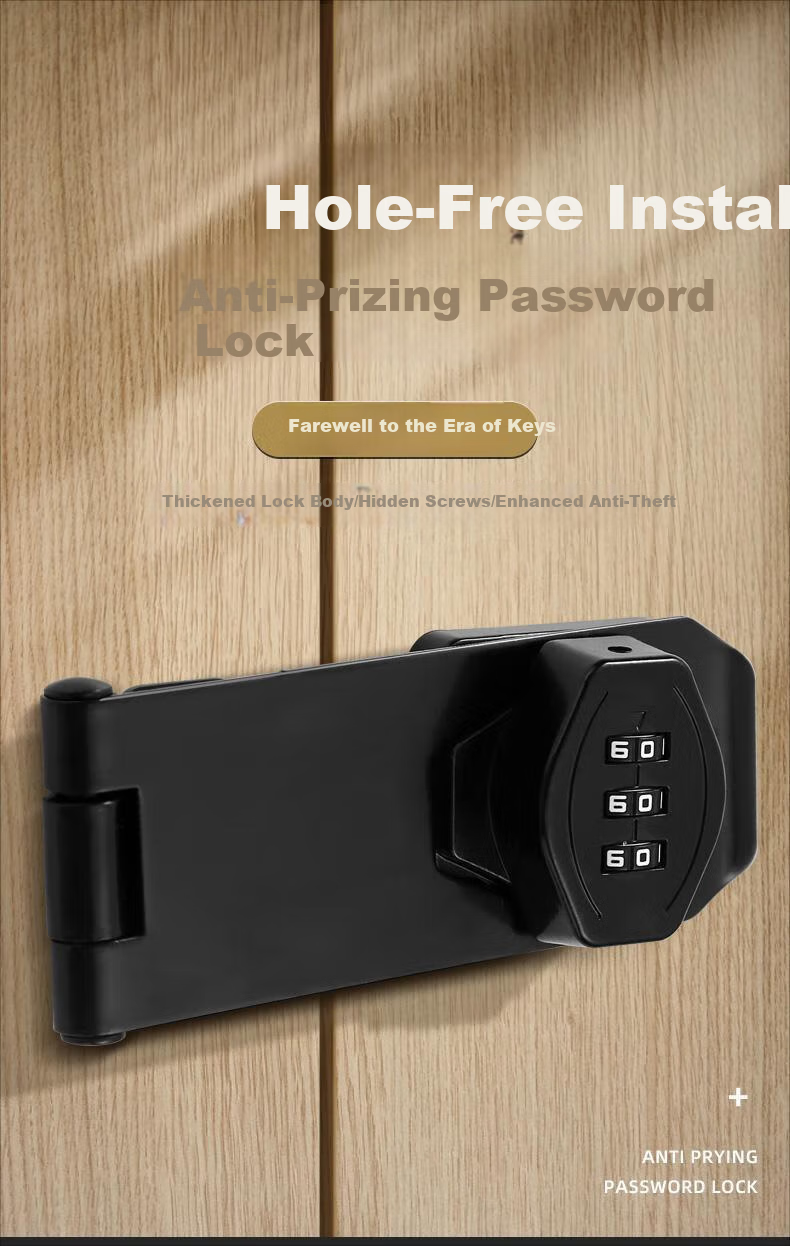 Cuntiandaofu Cabinet Door Lock, Password Lock, No Drilling Required, Drawer Lock, Cabinet Lock, Refrigerator Lock, Double-Opening File Cabinet Latch Lock 1