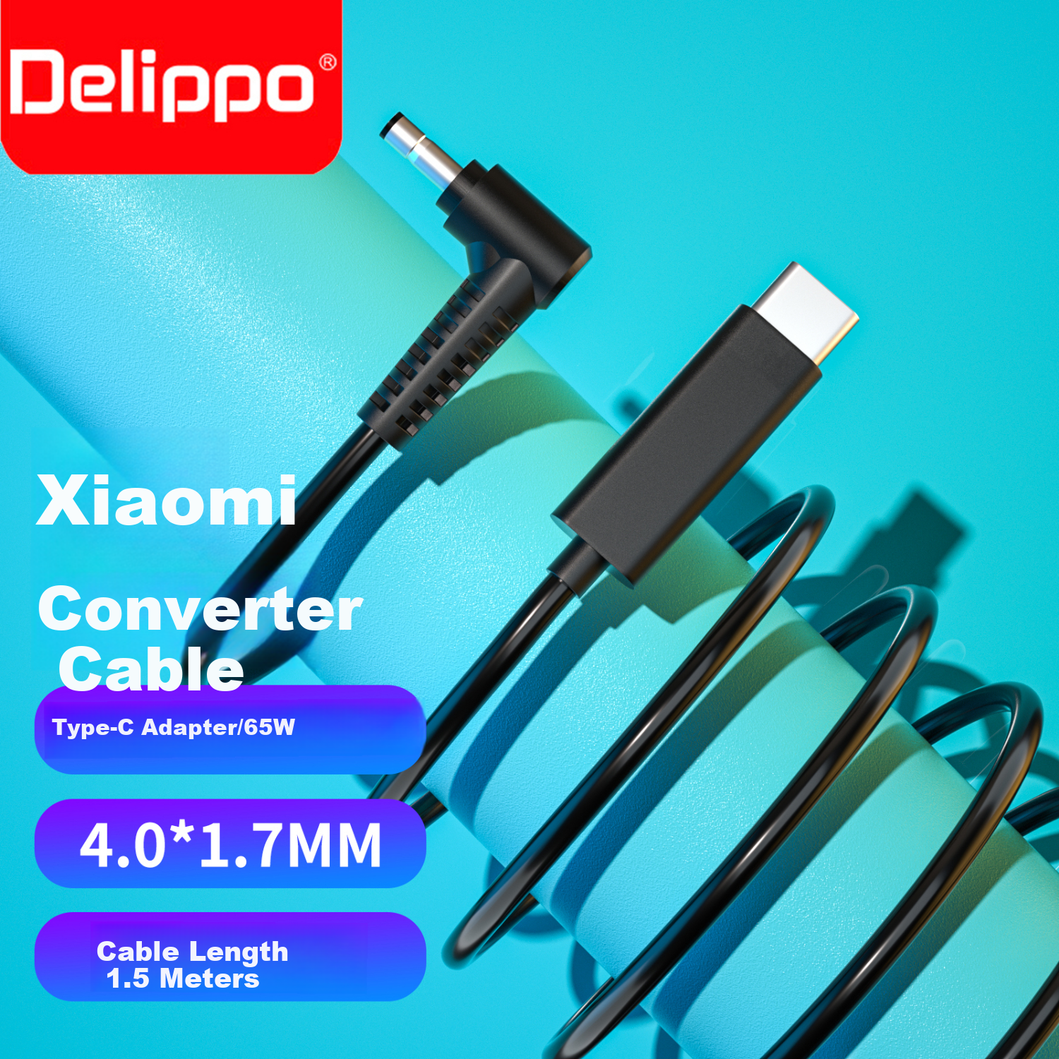 Delippo Deceptive Cable 65W Computer Power Cord, 19.5V 3.33A Thin Port, Suitable for Xiaomi Laptop RedmiBook 13/14 TM1802-AD