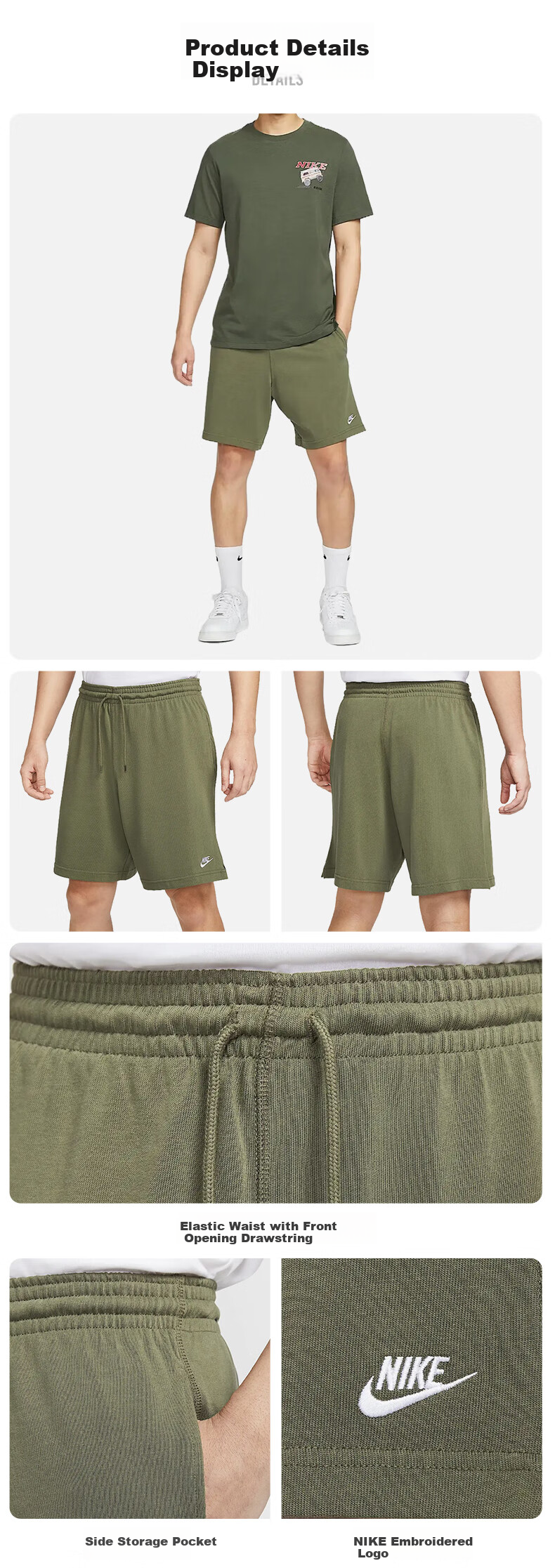NIKE Men's Sports Shorts, Summer Knitted Shorts, Pure Cotton Sweat-Absorbing, Knee-Length Shorts FQ4361-063 Gray, 2XL 5