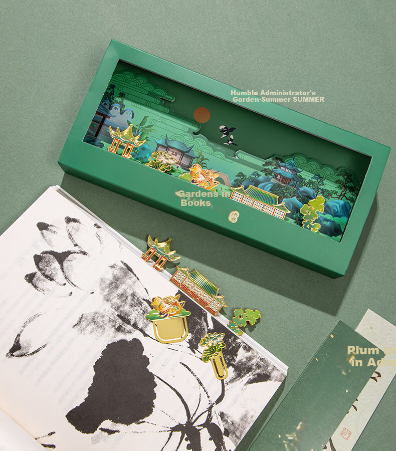 TIANSE Suzhou Garden Metal Bookmark Gift Box, Chinese Style Classical Cultural And Creative Tourism Souvenir, Graduation Gift for Whole Class, Teacher's Birthday Present, TS-5945 Summer/Zhuzhenyua 8