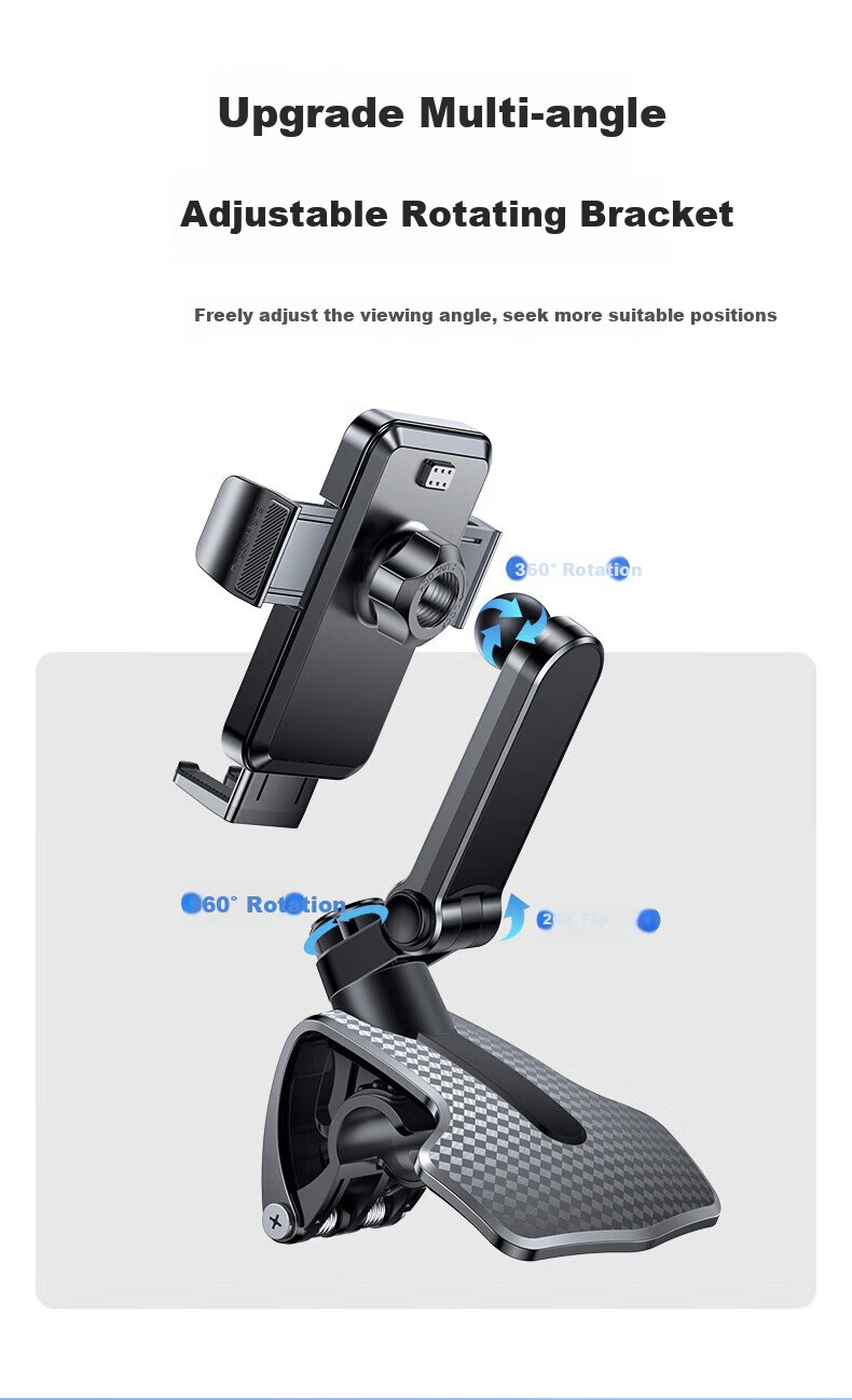 Lisen Car Phone Holder, Multifunctional Clip-On Car Phone Mount, Suitable for HUD, Center Console, And Dashboard 7
