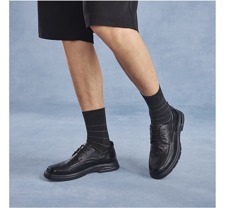 Aokang Summer New Business Formal Leather Shoes, Cowhide Comfortable Fashionable Lace-Up Derby Shoes, Black ( Slip-On), Size 43 2