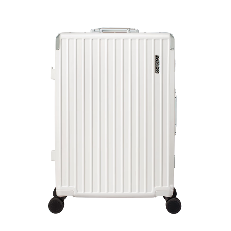 AMERICAN TOURISTER Luggage, 24-Inch Trolley Suitcase, Large Capacity Travel Case, Aluminum Frame Password Lock, Celebrity Style, NN9 Optical White
