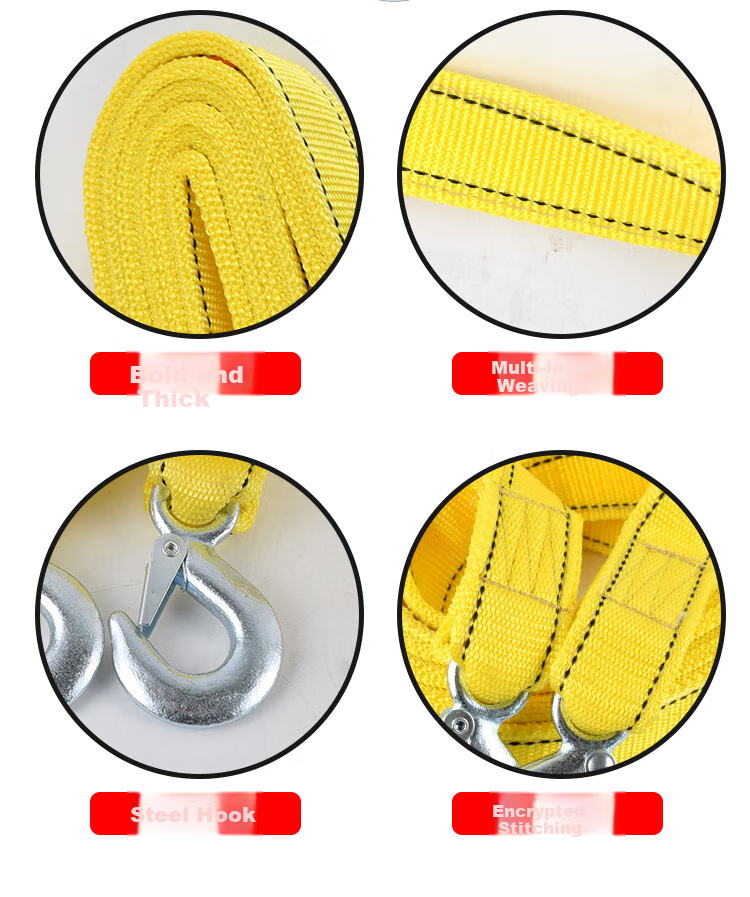 Beifute Car Tow Rope, Off-Road Towing Rope, Strong Tow Strap, Escape Rescue Rope, Towing Hook 3