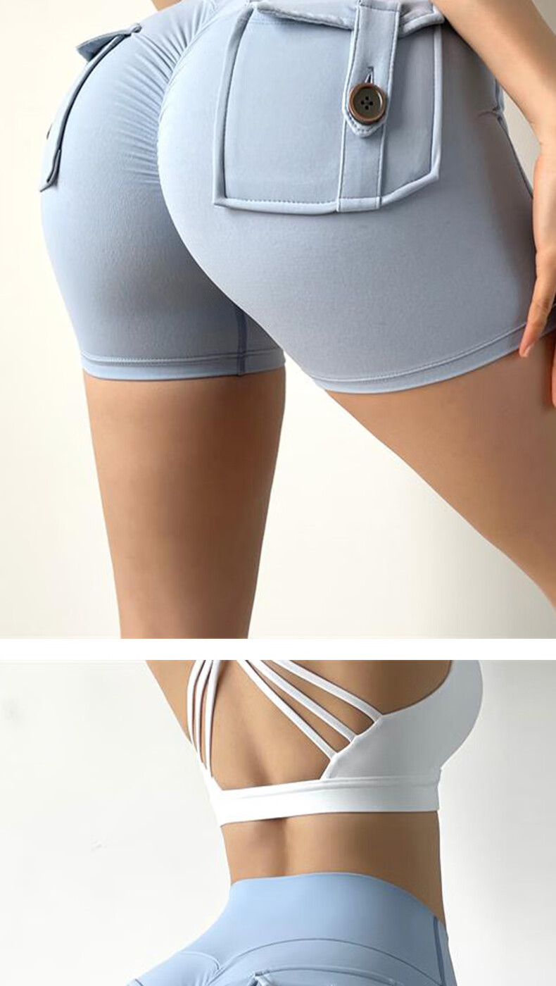 Free Style Peach High-Waist Hip-Lifting Women's Yoga Shorts Sports Fitness Three-Quarter Pilates Dance Training Tight Shorts 8