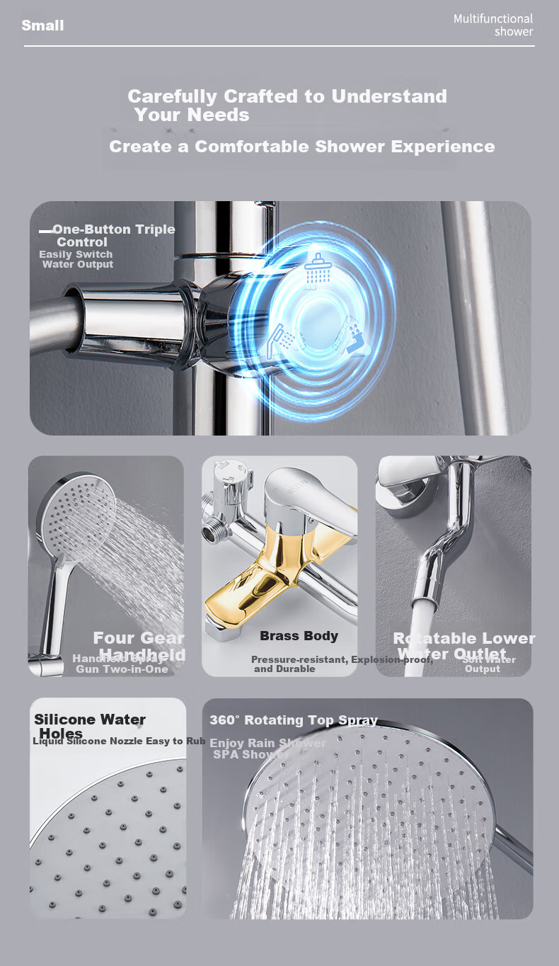 BSITN Shower Set with Integrated Copper Mixing Valve, Bathroom Shower System with Pressure-Increasing Shower Head, Complete Set in Bright Silver B1047 2