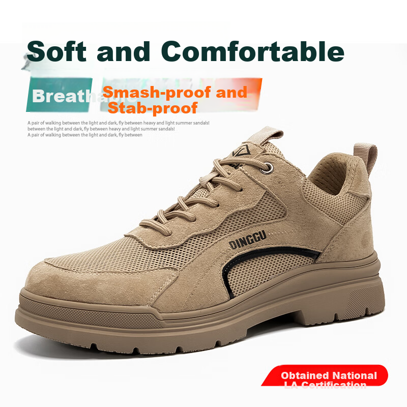 Dinggu Safety Shoes for Men, Anti-Smashing And Puncture-Resistant, Lightweight Work Shoes, Construction Site Steel Toe, All-Season 1101kaqi W38
