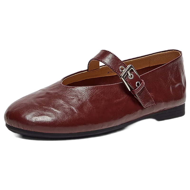 Bata Sheepskin Mary Jane Shoes for Women, Spring And Autumn New Style Retro Textured Soft-Soled Commuter Flats
