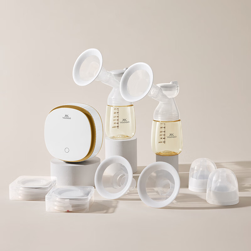 YEEHOO Double-Sided Electric Breast Pump Fully Automatic High-Efficiency Milk Expression [Dual Frequency + Micro Vibration 3-in-1] Powerful Breast Milk Extractor