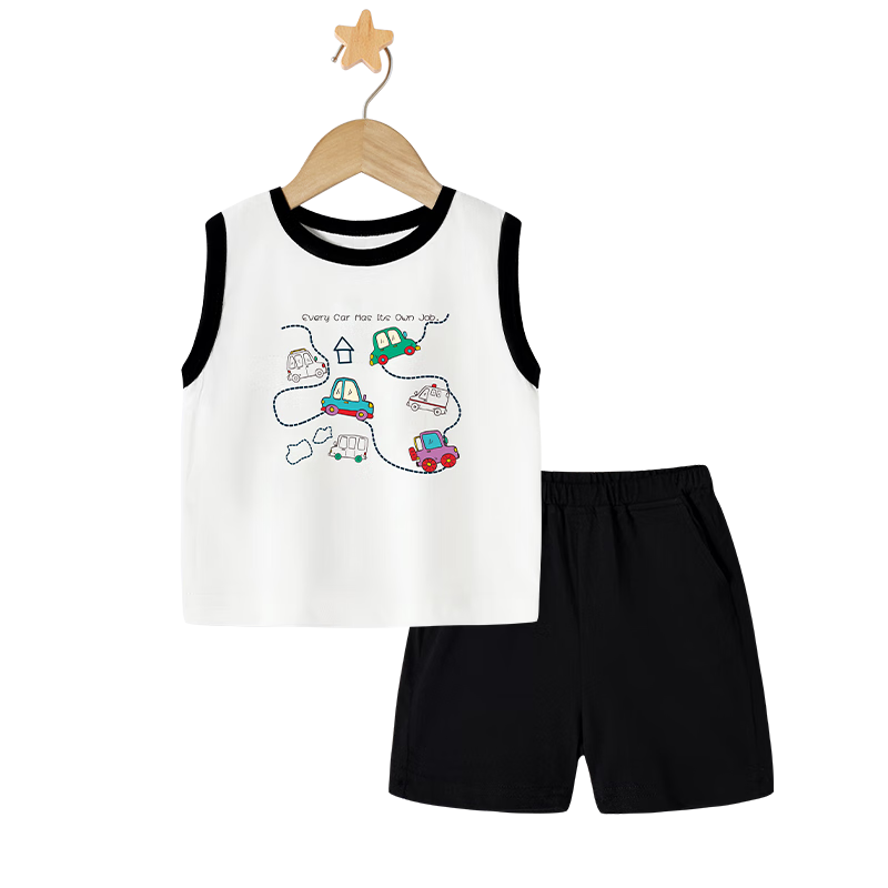 Badibadi Boys' Set, 2026 New Summer Style, Children's Vest Two-Piece Set, Skin-Friendly Pure Cotton Sleeveless Undershirt, Baby Clothing