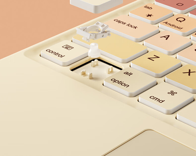 B.O.W Hangshi HB323B IPad Wireless Bluetooth Touch Five-Level Backlit Keyboard Ultra-Thin Silent Color-Block Keyboard for Women, Compatible with Apple Huawei Xiaomi Tablets, Portable, Milk Tea Color 3