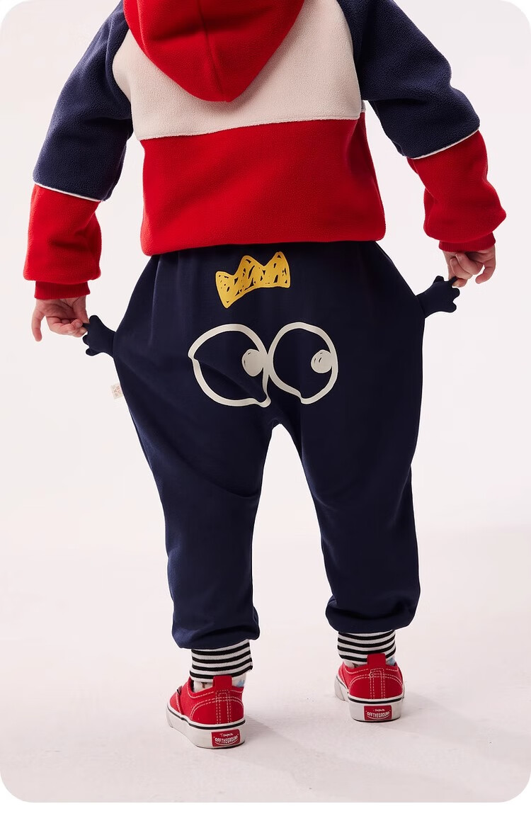 Allo&lugh Kids Knit Cartoon Casual Fleece-lined Long Pants Navy Blue Size 100 14