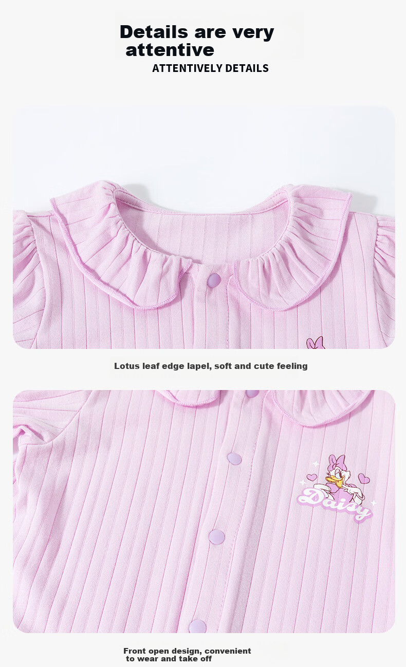 Disney Girls' Fashion Casual Romper Jumpsuit Summer New Style, Light Purple, 90cm 13