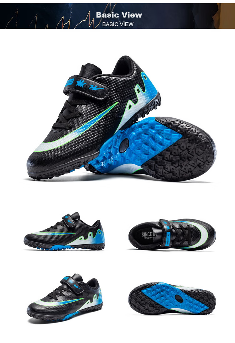Shuangxing Children's Soccer Shoes for Boys And Girls, Big Kids' Molded Studs TF Artificial Grass Training Shoes, Student And Youth Slip-On Sneakers 22