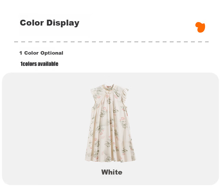 QQ DUCK Girls' Dress Children's Summer Dress Fresh Chinese Style Sleeveless Dress Summer Lotus Pond; Size 140 5